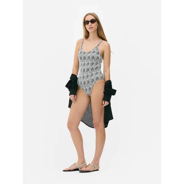 Jacquard Control Swimsuit - Black/White