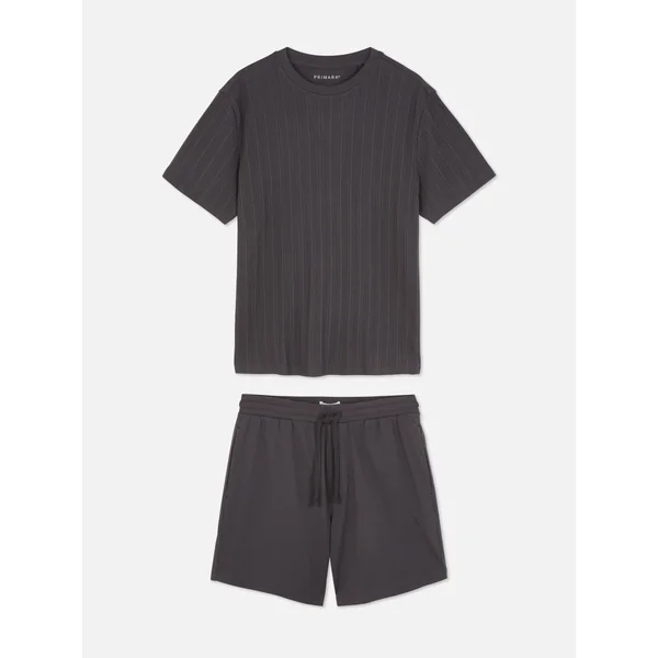 Jacquard Shorts Pajama Set - Charcoal