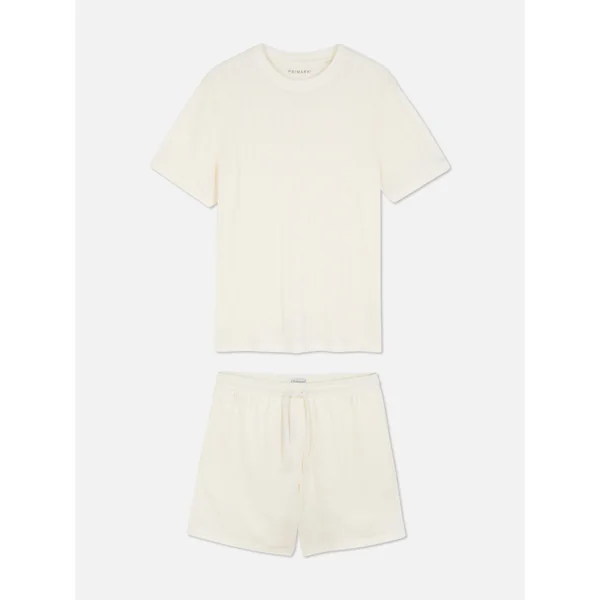 Jacquard Shorts Pajama Set - Ivory