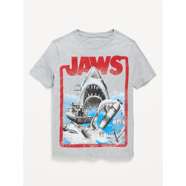 Jaws™ Gender-Neutral Graphic T-Shirt for Kids - Dark Heather Gray