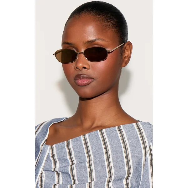Jeepers Peepers Gold Slim Round Sunglasses