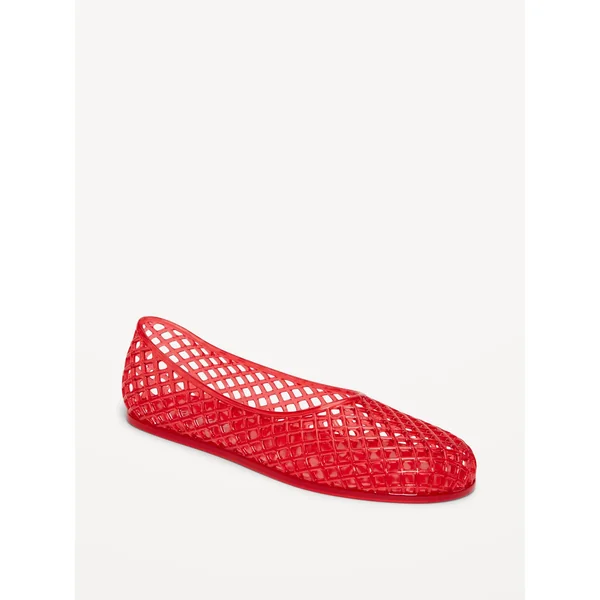 Jelly Lattice Ballet Flats for Girls - Robbie Red