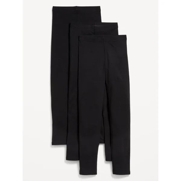 Jersey Built-In Tough Leggings 3-Pack for Girls - New Black