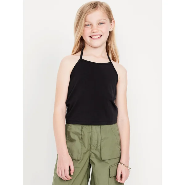 Jersey Halter Top for Girls - Black Jack