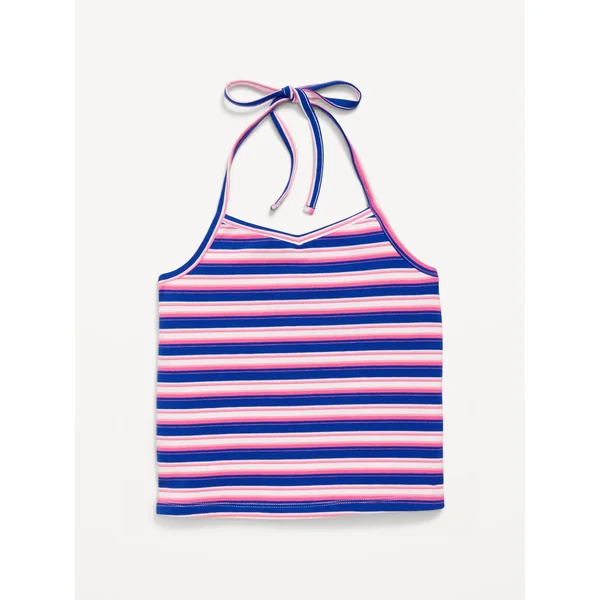 Jersey Halter Top for Girls - Blue Stripe