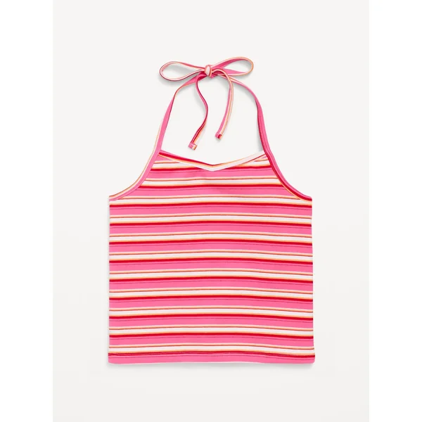 Jersey Halter Top for Girls - Pink Stripe