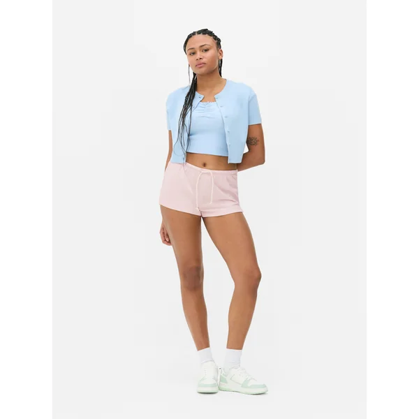 Jersey Knit Tie Waist Shorts - Light Pink