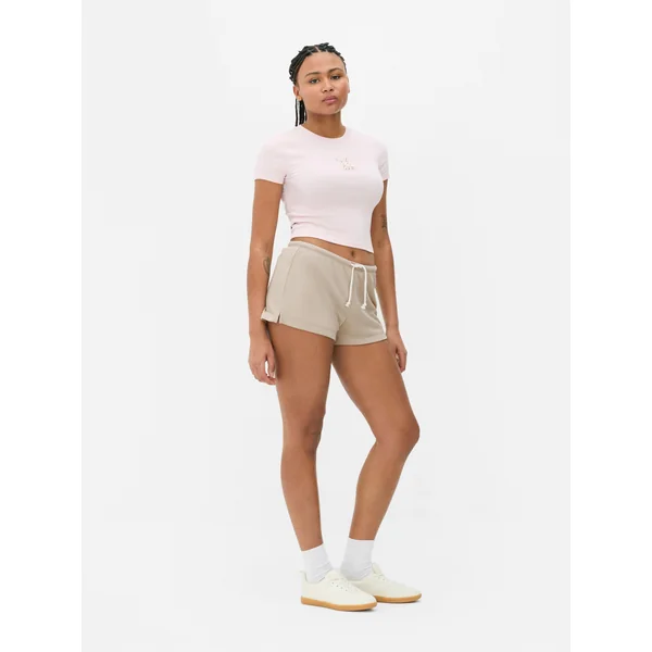 Jersey Knit Tie Waist Shorts - Taupe