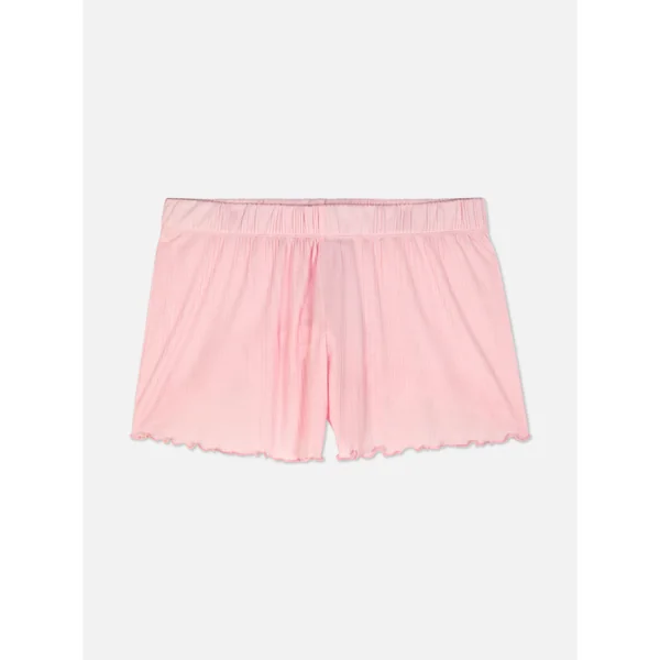 Jersey Lettuce Trim Pajama Shorts - Pink