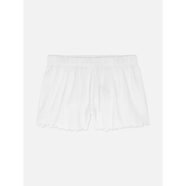 Jersey Lettuce Trim Pajama Shorts - White