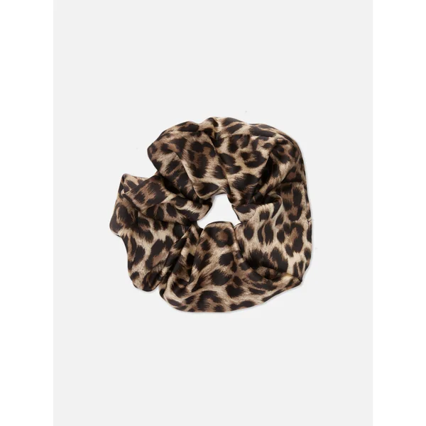 Jumbo Leopard Print Scrunchie - Brown