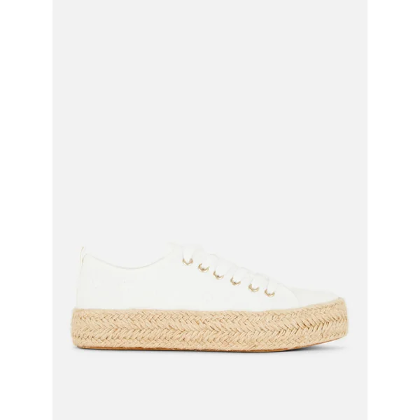 Jute Lace-Up Espadrilles - White