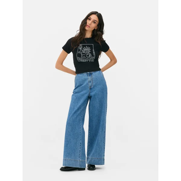 Keith Haring Statue of Liberty Baby Tee - Black