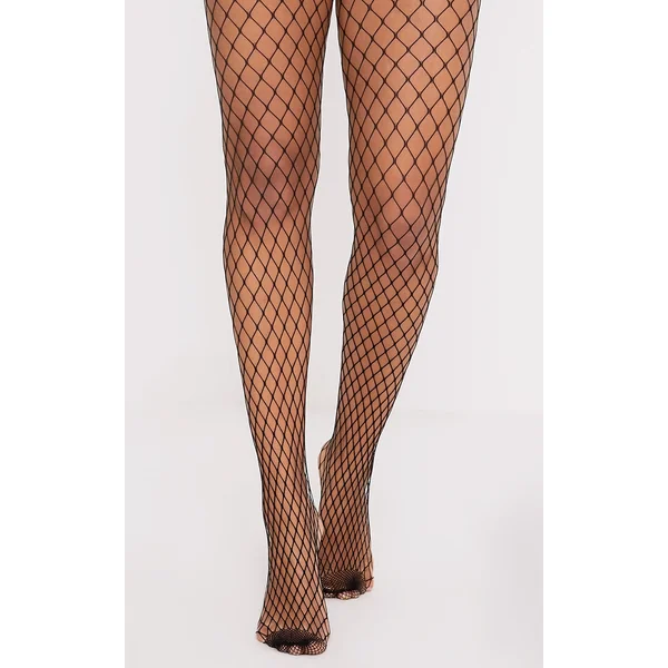 Kelsie Black Medium Net Fishnet Tights