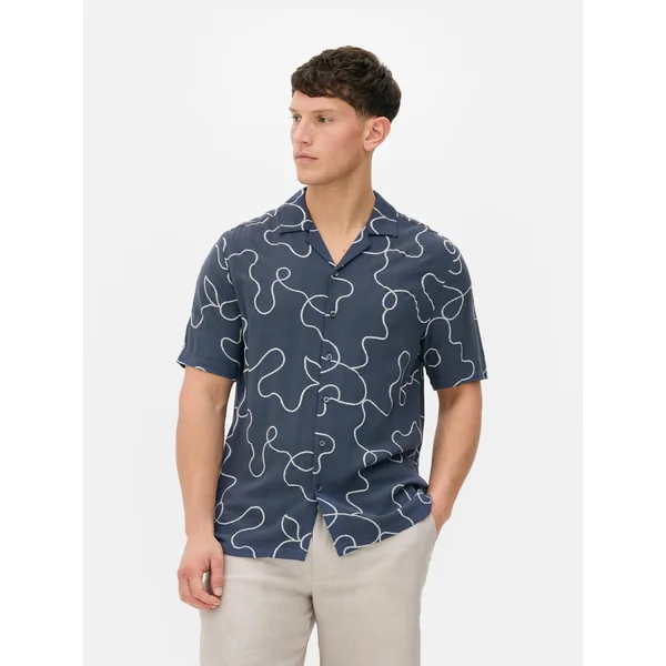 Kem Flocked Swirls Shirt - Blue
