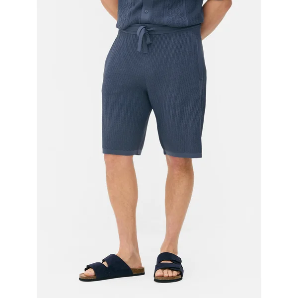 Kem Knit Drawstring Shorts - Blue