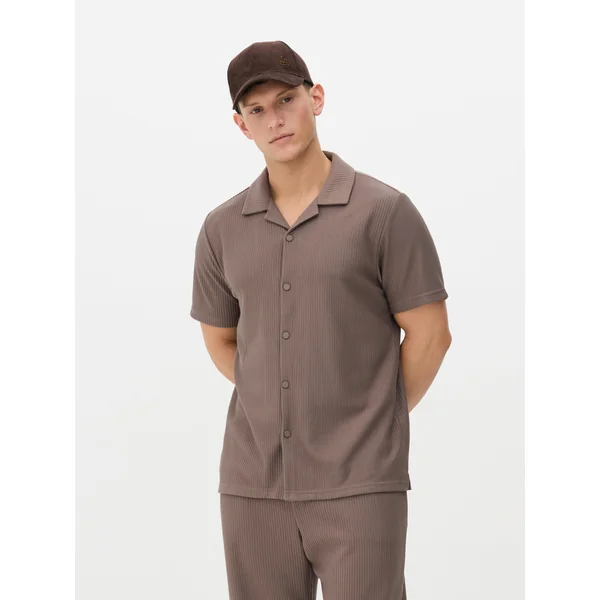 Kem Plissé Short Sleeve Shirt - Brown