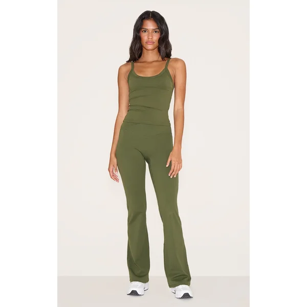 Khaki Sculpt Wrap Waist Yoga Pants