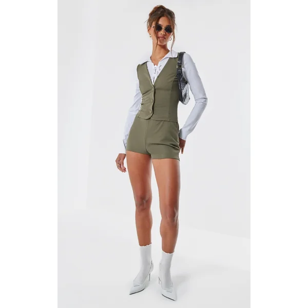 Khaki Soft Tailored Hotpants