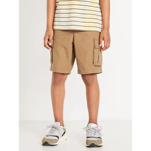 Knee Length Cargo Ripstop Shorts for Boys - Bandolier Brown