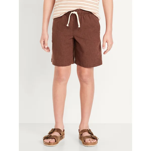 Knee Length Linen-Blend Shorts for Boys - BAKED BRONZE