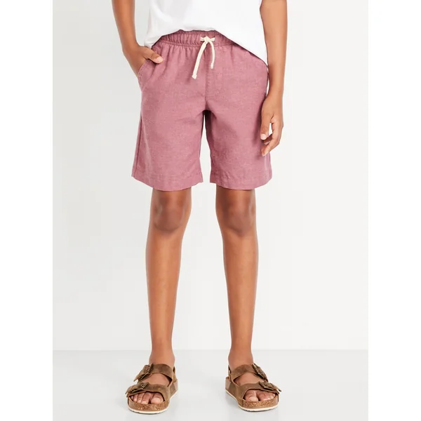 Knee Length Linen-Blend Shorts for Boys - Mauve On Down