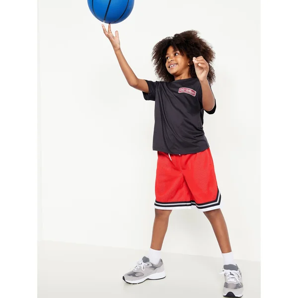 Knee Length Mesh Basketball Shorts for Boys - Scotty Red