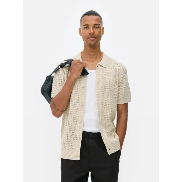 Knit Button-Up Polo Shirt - Ivory