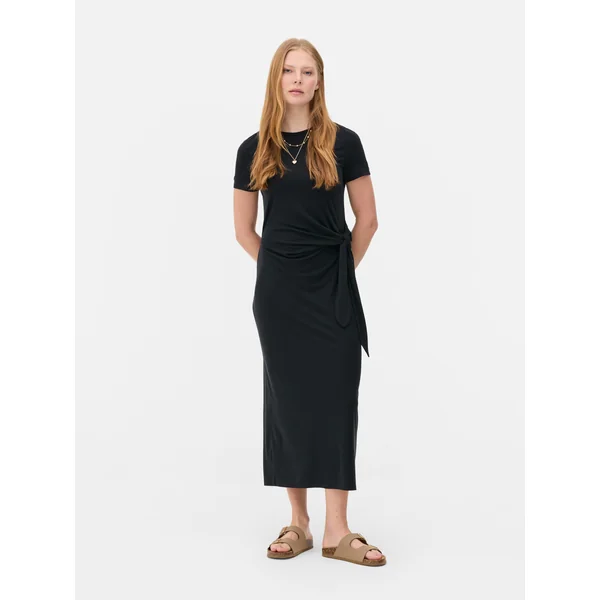 Knotted Midi Dress - Black
