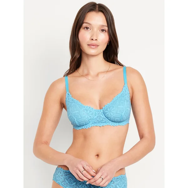 Lace Balconette Bra - Cool Rain