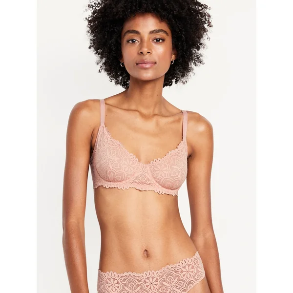 Lace Balconette Bra - Light Pink