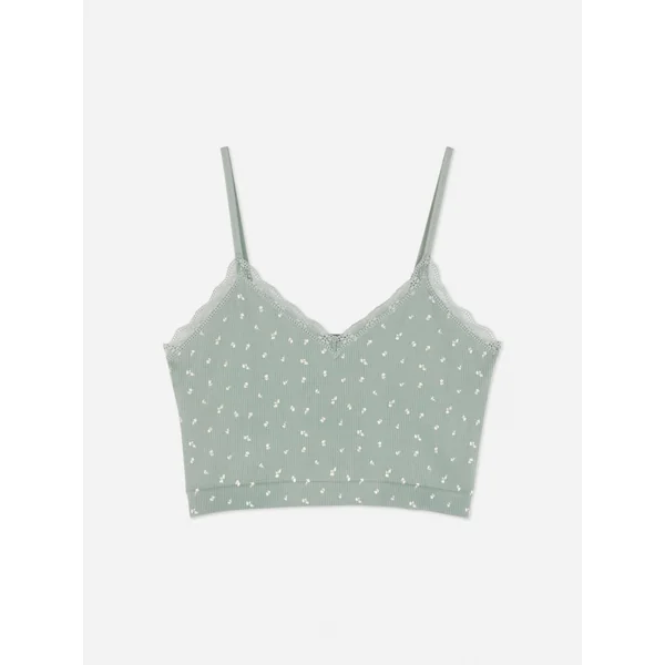 Lace Trim Cami Top - Green