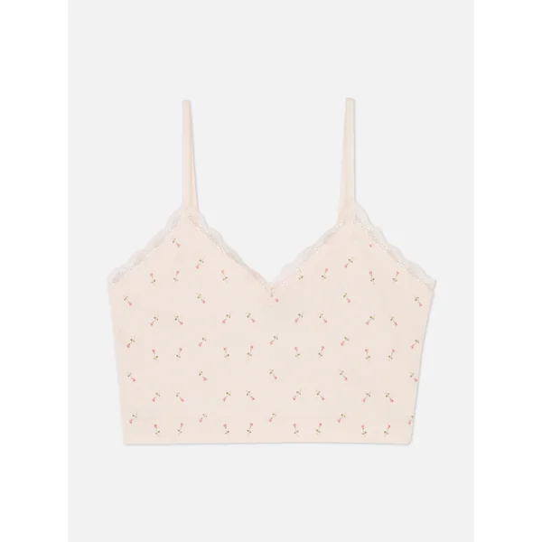 Lace Trim Cami Top - Light Pink