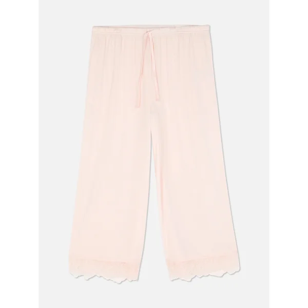 Lace Trim Pajama Bottoms - Light Pink