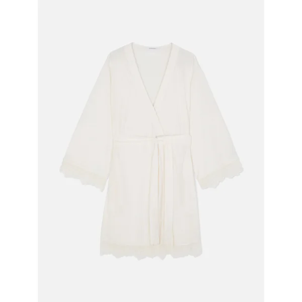 Lace Trim Robe - Ivory