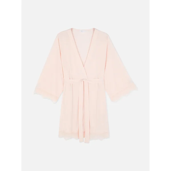 Lace Trim Robe - Light Pink