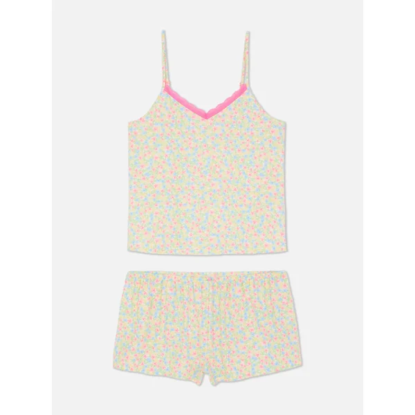 Lace Trim Shorts Pajama Set - Multi