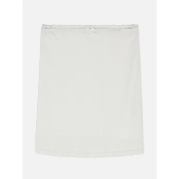 Lace Trim Skirt - White