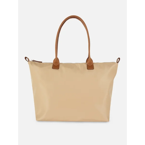 Large Shopper Shoulder Bag - Beige