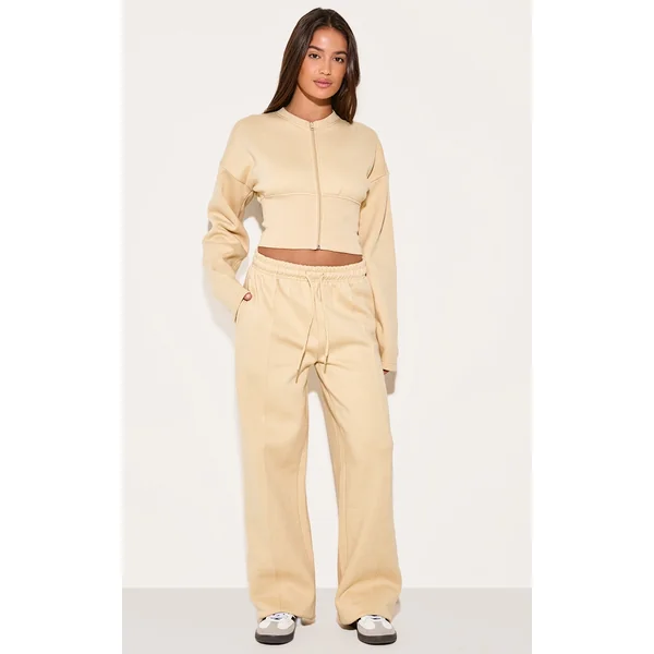 Latte Seam Detail Wide Leg Sweatpants