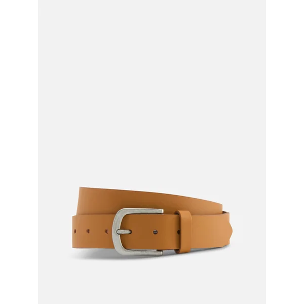 Leather Buckle Belt - Tan