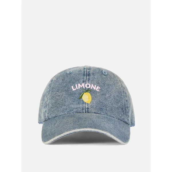 Lemon Appliqué Denim Baseball Cap - Blue