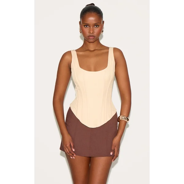 Lemon Boned Dip Hem Longline Corset