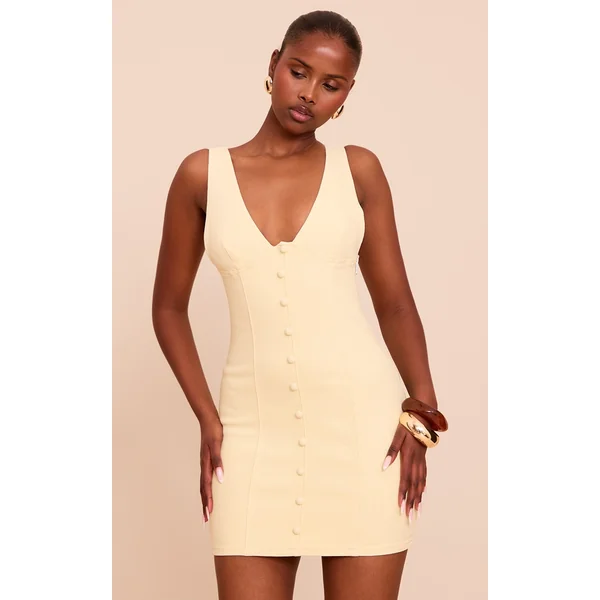 Lemon Button Detail Denim Mini Dress