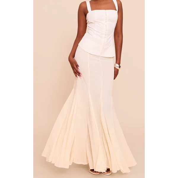 Lemon Chiffon Godet Hem Maxi Skirt