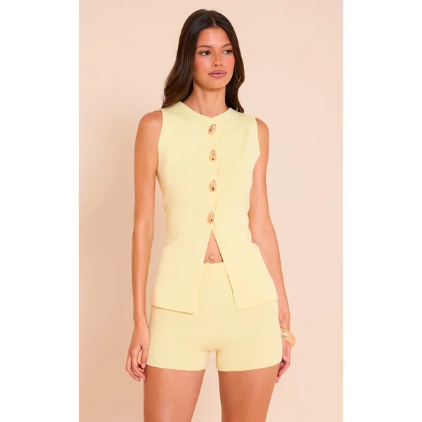 Lemon Compact Knitted Mini Shorts