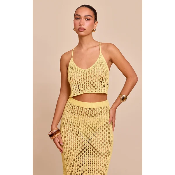 Lemon Crochet Knit Crop Top