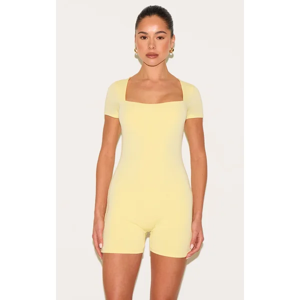 Lemon Double Layer Contour Jersey Square Neck Unitard