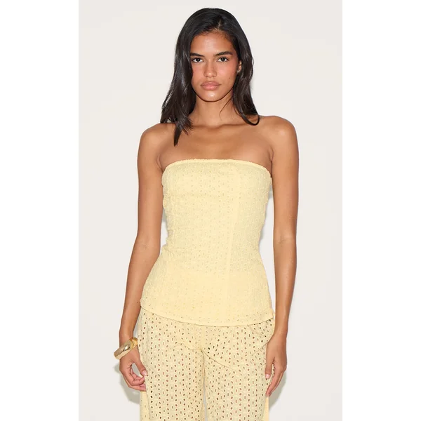 Lemon Embroidered Bandeau Top