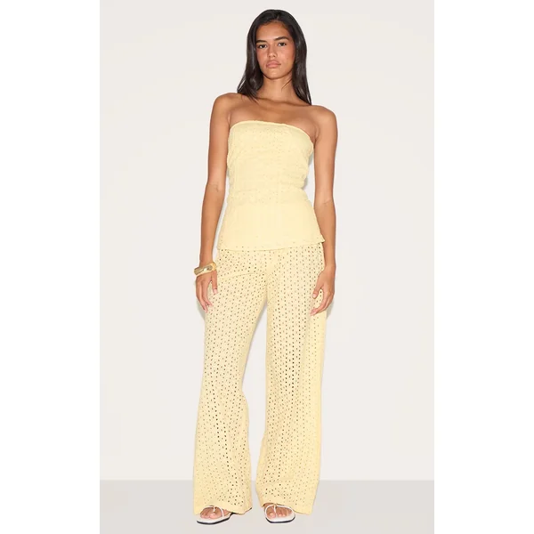 Lemon Embroidered Mid Rise Pants
